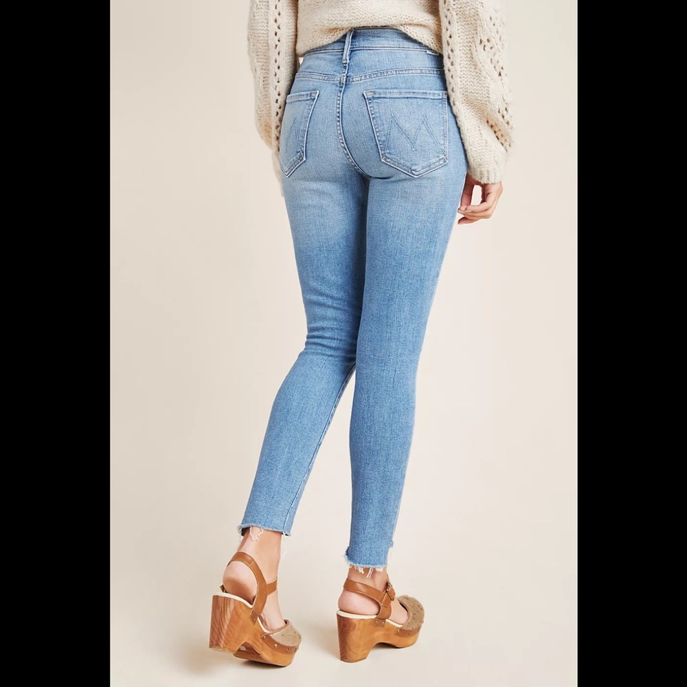 MOTHER the stunner high-ride step fray skinny jeans